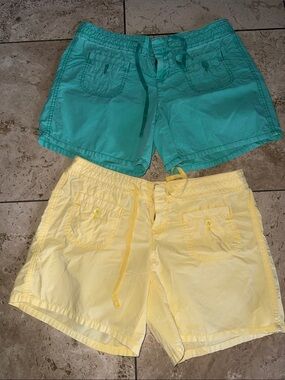 GAP Women’s Drawstring Shorts in Turquoise and Pastel Yellow
